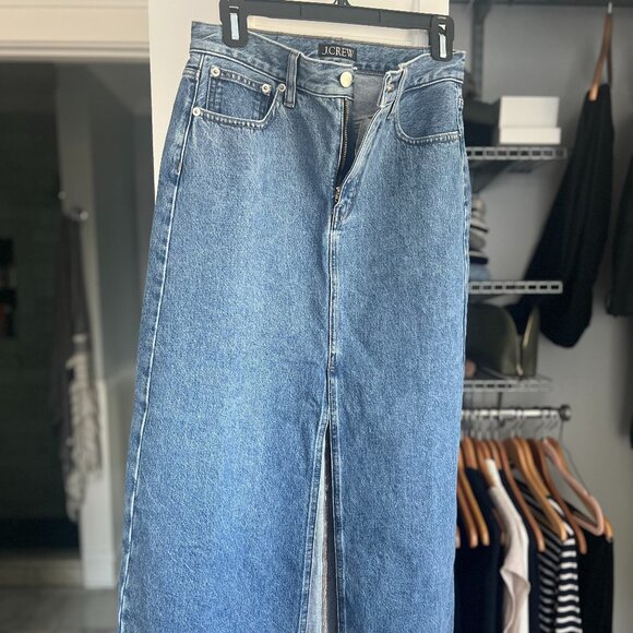 J Crew Raw Hem Denim Skirt Size 26 - Picture 1 of 4